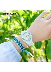 SANDA Fashion Casual Women's Watch Silicone Waterproof Quartz Women Watches Female Gift for Women Watch Relogio Feminino P1053