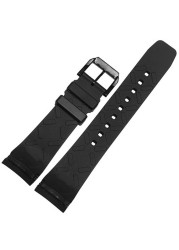 Curved End 22mm Black Soft Silicone Rubber Watchband For IWC Portugal Yacht Club Chronograph IW390502 IW390209