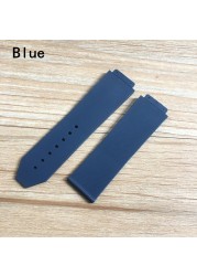 Watch Accessories 25*19mm Black Brown Gray White Blue Silicone Strap Watchband For HB Watch Strap Big Bang Fusion Chain Bracelet