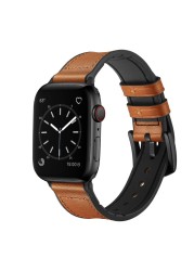 Silicone + Leather Strap for Apple Watch Band 44mm 40mm 38mm 42mm 45mm 41mm Watchband Bracelet Korea iwatch Series 3 4 5 6 SE 7