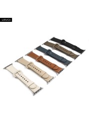 URVOI Strap for Apple Watch Series 7 6 SE 5 4 3 2 1 Sport Band Genuine Leather Pin Buckle for iWatch Modern Single Ring Design