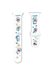 Doraemon Silicone Strap for Apple Watch Band 44mm 45mm 42mm 40mm 38mm 41mm Anime Watchband iWatch Apple Watch Serie 6 5 3 SE 7