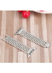 41mm Stainless Steel Diamond Strap for Apple Watch 7 45mm 44mm 42mm Metal Watchband for iwatch 7 6 5 Se Bracelet Wristband 38mm