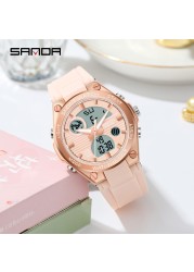 SANDA 2022 Top Brand Fashion Women Watches Waterproof Sports Digital Quartz Wristwatch Casual Watch Gift Relogio Feminino 6067