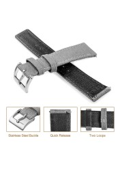 Hemsut Fabric Watch Bands Quick Release Gray Two Pieces Fabric Watch Straps Heavy Buckle 18mm 20mm 22mm