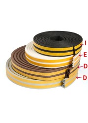 5m Self Adhesive Seal Tape E/D/P/I Type Doors Window Gasket Soundproof Rubber Foam Weatherstrip Sealed Collision Tape