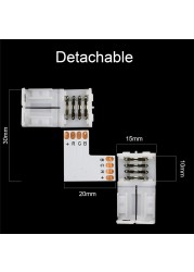 4 Pin 10mm L Shape Led Connector RGB LED Light Strip Connectors 90 Degree Corner Connectors for SMD 3528 5050 2835 Light Bar