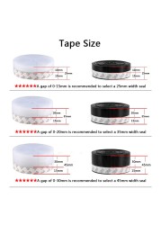 5 Color 1-10M Length Window Door Bottom Self Adhesive Silicone Rubber Seal Weathering Strip Door Seal Bar Window Sealing Tape