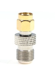 One or 2pcs F Type Female Jack to SMA Male Plug Straight RF Coaxial Adapter F Connector to SMA Adapter Gold Tone