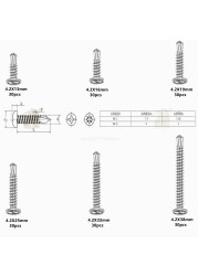 180pcs Cross Recessed Phillips Pan Head Self Drilling Tapping Screw Thread 410 Stainless Steel M4.2 Self Drilling Screw