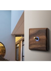 Avoir Black Walnut Solid Wood Wall Light Switches With LED Indicator Toggle Switch 1 2 3 4 Gang 2 Way EU French Electrical Socket