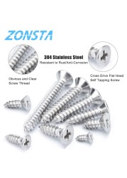 M2 M3 M4 460pcs Countersunk Flat Head Tapping Screws Set 304 Stainless Steel Small Cross Recessed Wood Screw Assorted Set