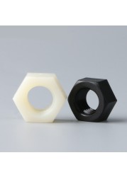 Black White Nylon Hex Metric Nut Plastic Threaded Hex Nuts M2 M2.5 M3 M4 M5 M6 M8 M10 M12 M14 M16 M18 M20