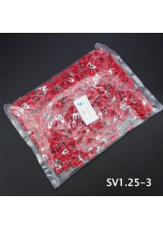 1000pcs SV 1.25 2 3.5-(3 4 5 6) Insulated Wire Terminals Electrical Lug Crimp Terminal 1.5-2.5mm-4mm 16-14 awg