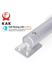 KAK-Automatic Door Closer, Aluminum Alloy, 60KG, Adjustable Gas Spring, 110 Degree, Stop