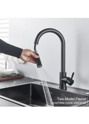 Free Shipping Black Kitchen Faucet Two Function Single Handle Pull Out Mixer Deck Mounted Hot and Cold Water Taps