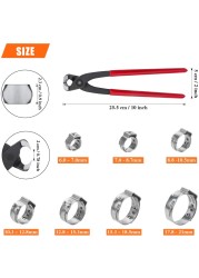 Stainless Steel Hose Clamps, 100pcs, 6-21mm, 304, Single Ear Pliers Set