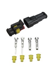 2 way connectors sealed housing terminals and inserts with silicone connector stopper and female make terminals for electrical wire