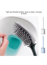 TEVR 3 in 1 Toilet Brush Wall Mounted Punch-Free Bathroom Brush Long Handle Cleaning Tool Household Toilet Brush