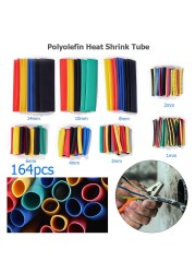 Heat Shrinkable Polyolefin Cable Sheath Set Assorted Insulated Tubing Coiled Cable Sheath 164pcs