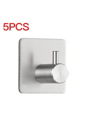 TEVR 5pcs Bathroom Hooks For Kitchen Door Wall Hanger Wall Hooks Hanger Self Adhesive Robe Towel Hook 304 Stainless Steel