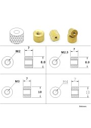 100pcs knurled brass thumb nut M2 M2.5 M3 M4 cylindrical adjusting hand tightening nut