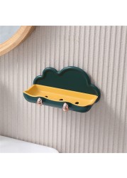 Wall Mounted Soap Holder With 2pcs Hook Creative PP Clouds Shape Soap Basket Multifunctional Bathroom Storage Rack Soap Dishes