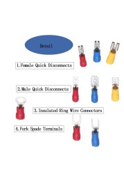 280pcs Assorted Spade Terminals Insulated Cable Connector Electrical Wire Assorted Crimp Butt Ring Fork Set Lugs Ring Plier