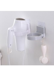 High Quality Wall Mounted Hair Dryer Holder Plastic Bathroom Shelf Hair Dryer Rack Holder Storage Organizer for Hair Dryer Shelf