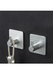 5pcs/lot Adhesive Towel Hooks Aluminum Door Hook Self Adhesive Home Wall Door Hook Clothes Bags Hange Key Rack Kitchen Hangers