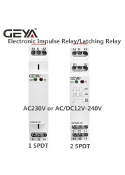 Free Shipping GEYA GRM8 Din Rail Electronic Latching Relay Memory Boost Relay SPDT 16A Step Relay AC230V or AC/DC12-240V