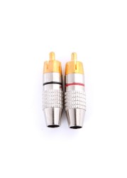 2pcs/set Gold RCA Plug Soldering Audio Video Converter Male to Male Connector Wholesale