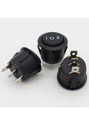 10pcs 23mm Black Round 3 Pin 10A/125V 6A/250V AC 3 Position SPDT ON-OFF-ON Rocker Switch Snap