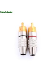 2pcs/set Gold RCA Plug Solder Audio Video Converter Connector Male to Male Adapter