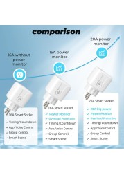 Tuya Zigbee Smart Plug 16A EU Socket with 110V 220V Power Monitoring Port Adapter APP Control Works with Alexa Google Home