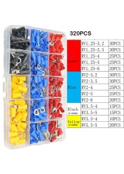 360/320/125pcs 22-16/16-14/12-10 AWG Mixed Quick Cut Electrical Insulated M4/5/6/8 Ring Terminals Crimp Terminal Connectors Kit