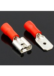 200pcs 6.3mm Female Male Spade Insulated Electrical Crimp Terminal Connectors Cable Terminals H1E1