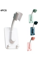 4pcs/set with 2 Hooks Self-adhesive Adjustable Easy Install Shower Head Holder Stand Universal 360 Degree Rotation Bathroom Spa