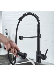 Hot Cold Touch Spring Kitchen Faucets With Pull Out Sprayer Pull Out Kitchen Mixer Tap Black Smart Sensor Touch Kitchen Faucet