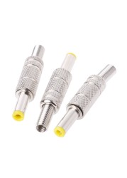 5pcs 5.5 x 2.5mm/5.5 x 2.1mm DC Power Jack Male Plug Metal Connector Adapter with Yellow Head