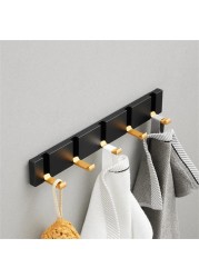 Foldable Towel Hanger Black Gold Clothes Rack Hanger Clothes Hook 2 Ways Installation Wall Hooks Wall Mounted Aluminum Kitchen Hook