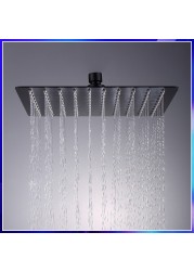 BAKALA Round And Square Stainless Steel Ultra-thin Shower 16/12/10/8 Inch Rainfall Shower Head Black Finished