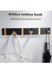 Black Golden Robe Hooks Folding Towel Hanger Screw Free Fitting Wall Hooks Coat Clothes Holder for Bathroom Back Door Hooks