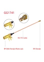 100pcs SMA Flat Female to u.FL/IPX/IPEX1/IPEX4 MHF4 Female Jack Pigtail RG178 Coaxial Cable 3G Antenna Extension Wire Cord