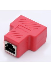 10pcs/lot RJ45 Network Cable 8P8C Splitter Coupler Connector Ethernet Extension Adapter 1xFemale to 2 Ways Adapter