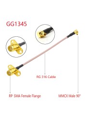 10pcs RG316 Coaxial Cable MMCX to SMA/RP-SMA Female Flange Panel Mount FPV Antenna Extension Cord for TBS Unite Pandark VTX