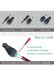 DC Male and Female Power DC Jack CCTV Video Balun 5.5*2.1mm DC Power Plug Terminals Connector Adapter