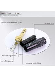 10pcs Gold Plated Stereo 6.35mm Audio Video Plug Connector 12*1 6.3 Audio Jack Electric Black Plug Microphone Connector