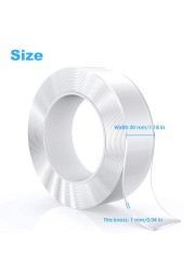 1/2/3M Waterproof Nano Tape Double Sided Adhesive Tapes Transparent Glue Stickers Suit Home Bathroom Decoration Reusable