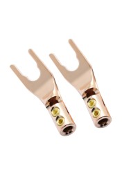 10pcs "U" "Y" Banana Plug Connector Copper Nickel Plated Gold Spade Speaker Mosaic Plug Audio Screw Fork Connectors Adapter